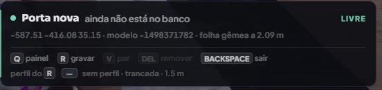 Barra de mira: Porta nova, ainda não está no banco, livre
