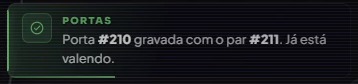 Aviso Portas: Porta 210 gravada com o par 211. Já está valendo.